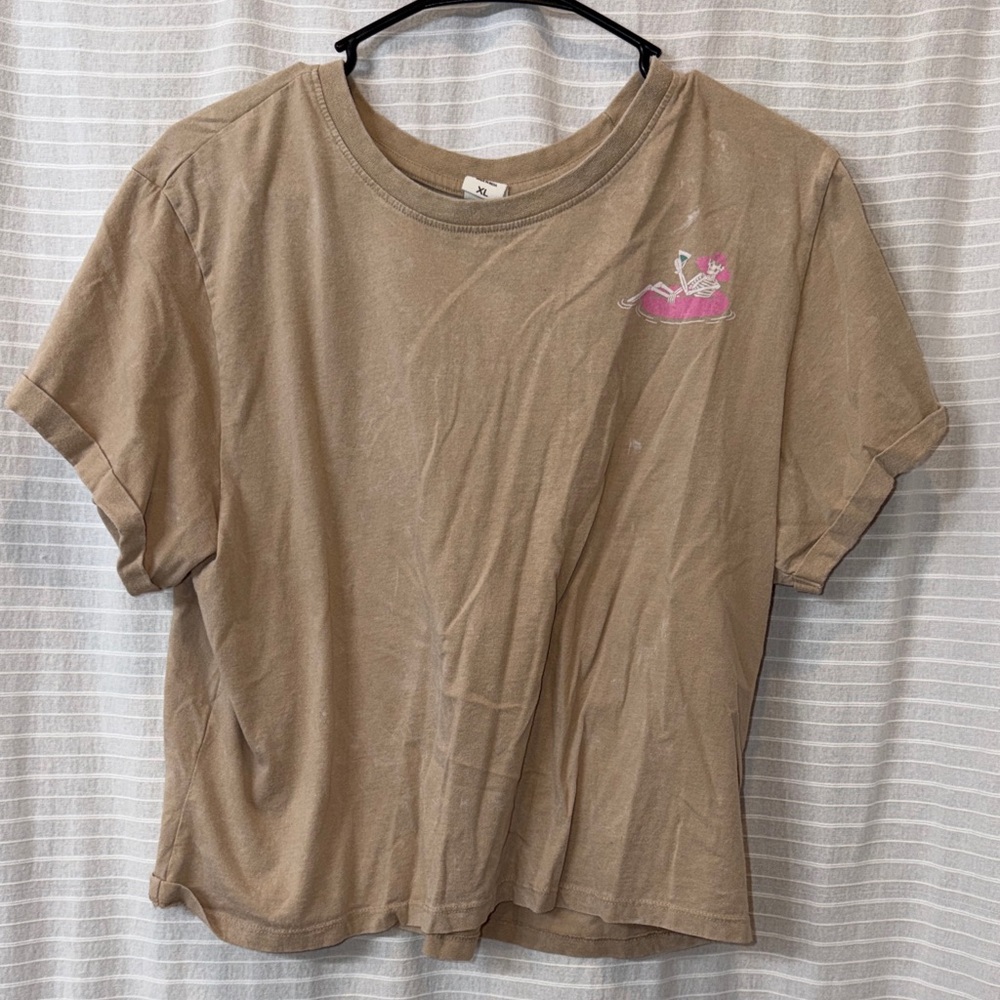 Tan Graphic Long Crop